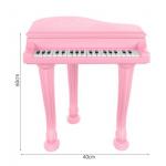 Vaikiškas pianinas - fortepijonas su mikrofonu ir kėdute - rožinis 